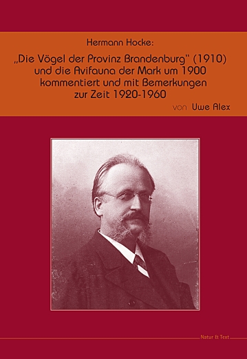 Hermann Hocke: Die Vögel der Provinz Brandenburg (1910): Auf dem roten Umschlag ist ein Portrait von Hermann Hocke